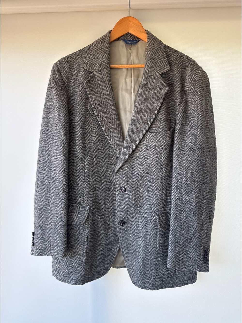 True Vintage Pendleton Wool Sport Coat Mens 42 Gray Herringbone Tweed USA